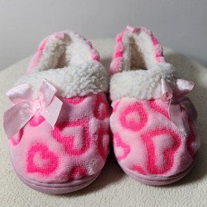 Wonder Nation Toddler Pink Leopard Print Heart Slippers Loafers Size 4